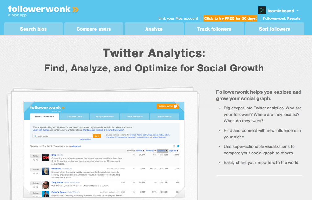 FollowerWonk- Twitter Analytics