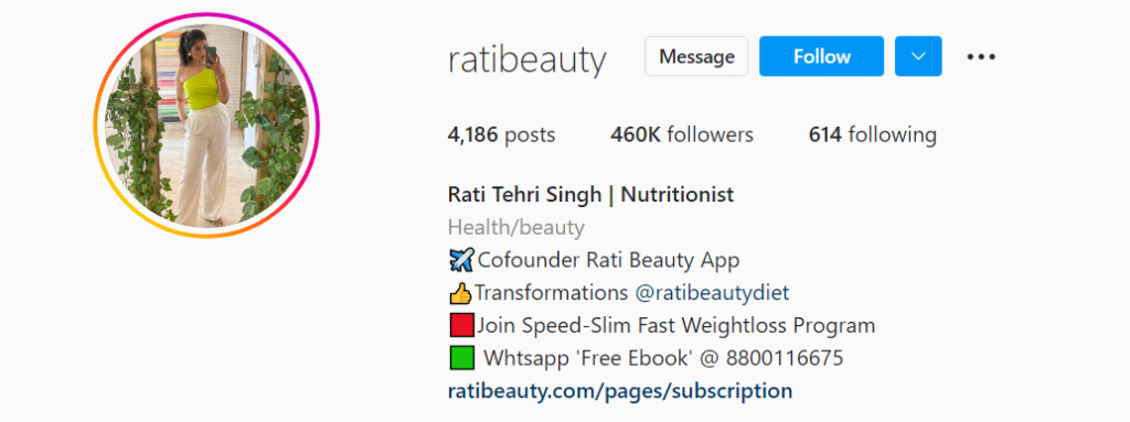 Rati Tehri Singh在Instagram上