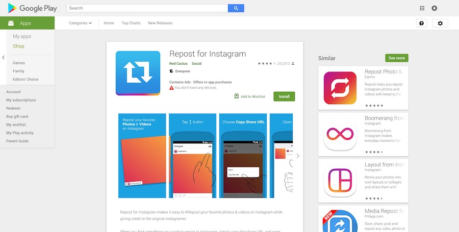 重新发布Instagram- Apps on Google Play
