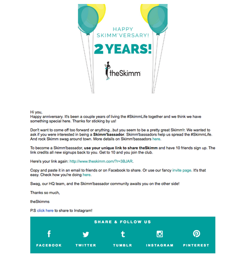 the skimm email marketing example