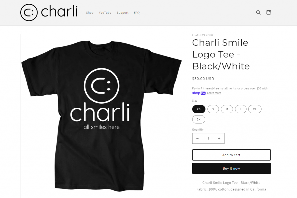 最喜欢的产品-Charli Smile徽标T恤