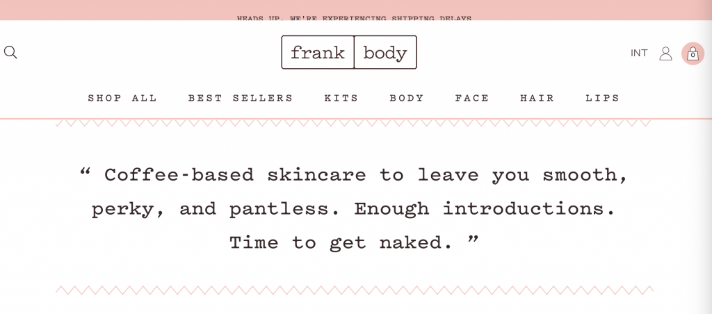 Frank Body Example for best website design for e-commerce