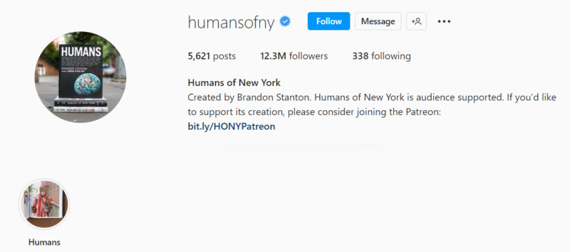纽约Instagram帐户的人类