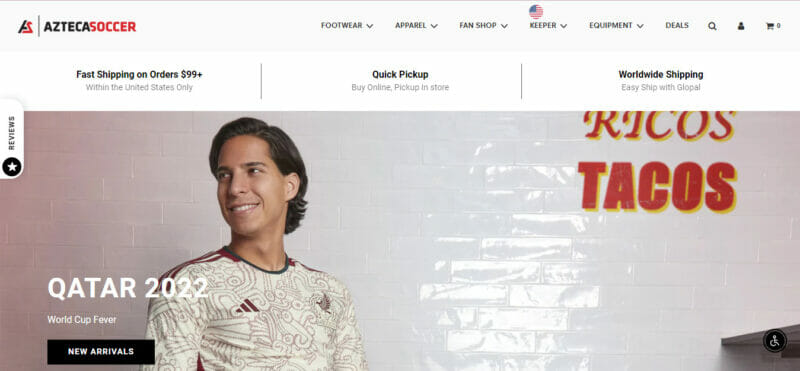 Azteca足球商店 - 最佳网站设计示例2023