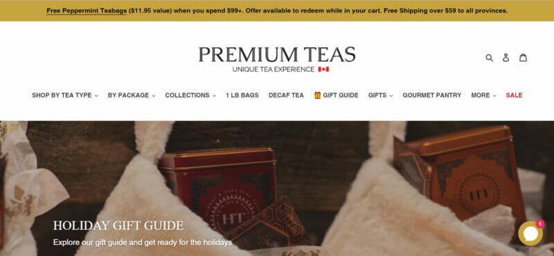 PREMIUM TEAS - webiste design for ecommerce 2023