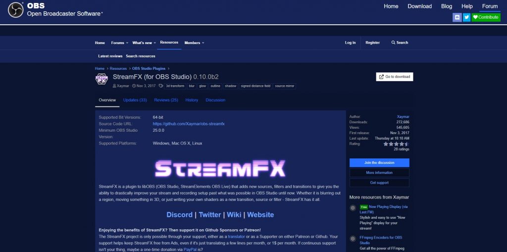 StreamFX奥林匹克广播服务公司软件