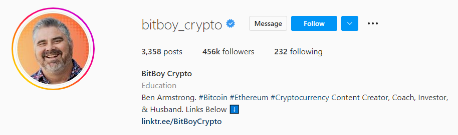 Bitboy加密式Instagram加密影响者