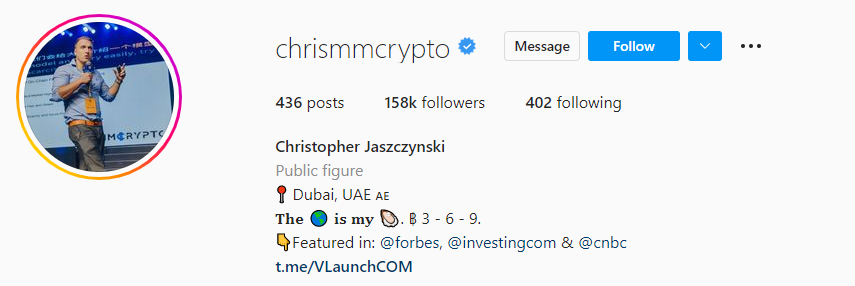 Christopher Jaszczynski Instagram加密影响者