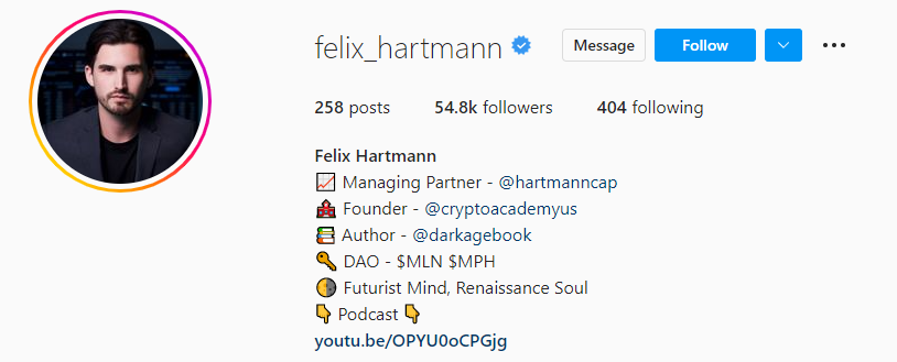 Felix Hartmann Instagram加密影响者