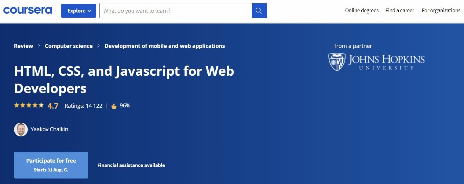 Web开发人员（Coursera）的HTML，CSS和JavaScript