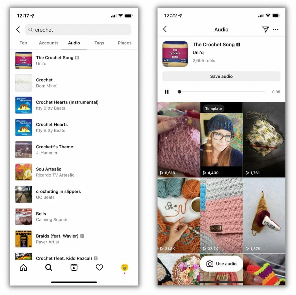 Instagram——音频选项卡上搜索是如何工作的