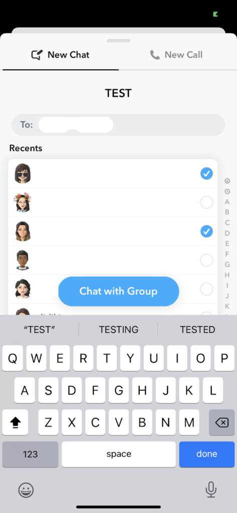 “与小组聊天”按钮 / snapchat