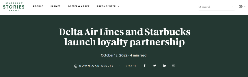 三角洲航空公司和星巴克 /忠诚伙伴关系